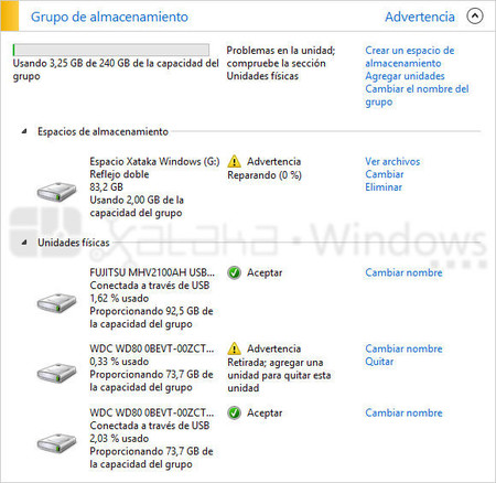 Reparación automática del grupo de almacenamiento