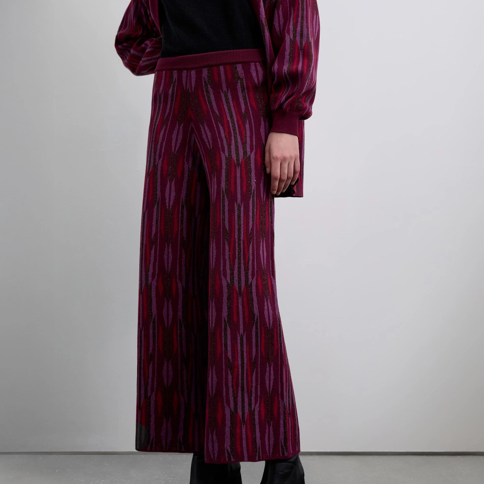 Scalpers - Pantalón de punto de mujer ancho con cintura elástica.