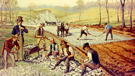 proceso MacAdam de construcción de carreteras