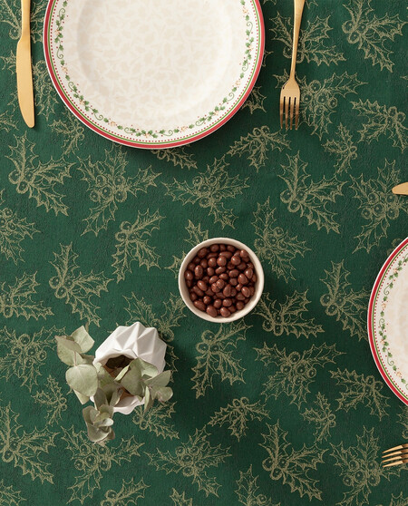 Mantel Jacquard Navidad Holly Verde