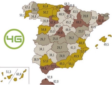 El 4G ya supera el 60% de la población y el 3G el 97%. Así quedan los mapas de cobertura