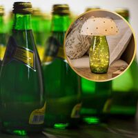 Cómo hacer una lámpara con forma de hongo con una botella de vidrio y luces LED para decorar tu hogar y reciclar este material  