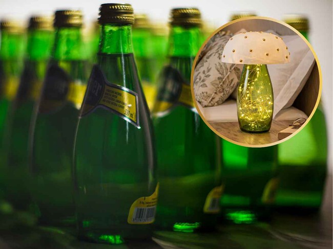 Cómo hacer una lámpara con forma de hongo con una botella de vidrio y luces LED para decorar tu hogar y reciclar este material