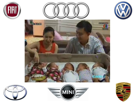 La madre de unos sextillizos les llama Audi, Porsche, Mini, Volkswagen, Fortune y Fiat