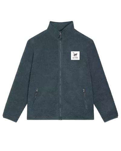 Surf Monkey Chaqueta de Forro Polar con Cremallera, Bolsillo en Pecho, Manga Larga, Ajuste Clásico, Reciclada (FR/ES, Letras, XL, Regular, Regular, Aqua)