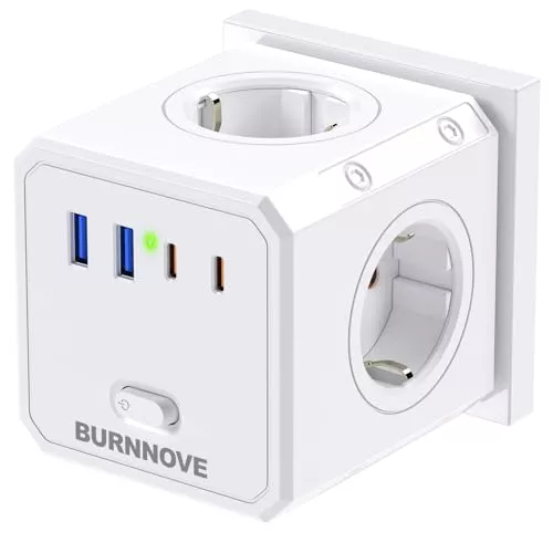 BURNNOVE Cubo Enchufe 8 en 1 Ladrón Enchufes 4000W