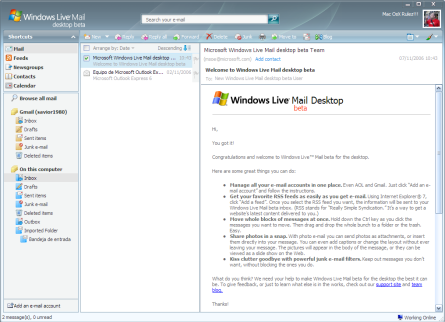 Probando Windows Live Mail Desktop beta