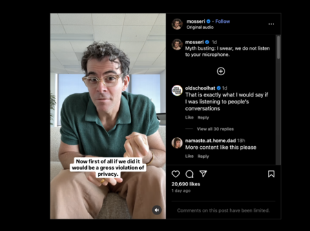 Instagram does not listen to us according to Mosseri