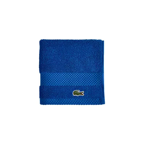 Lacoste Heritage Supima - Guante de baño (algodón, 33 x 33 cm), Color Azul