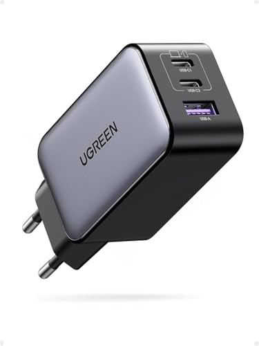 UGREEN Nexode Cargador USB C 65W, Carga Rápida con 3 Puertos