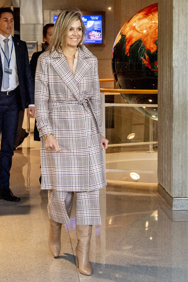 Maxima De Holanda Con Prendas De Cuadros En Washington