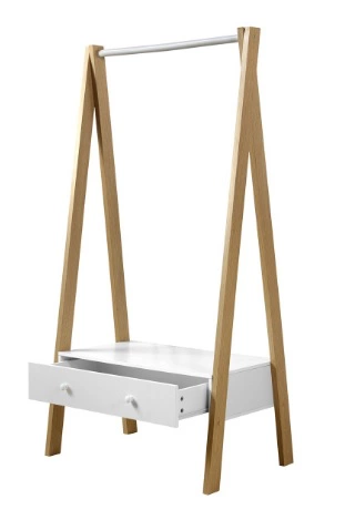 Perchero De Madera Con Cajón - L 49 X A 80 X H 160 Cm - Blanco
