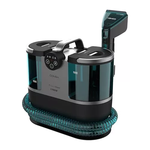 Cecotec Limpiador Aspirador de Tapicerias y Alfombras Conga 7000 Carpet&Spot Clean Steam XXL Essential. 1700W, Limpieza Vapor, Deposito 1600ml Agua Limpia y 950ml Agua Sucia, Radio de Acción 7m