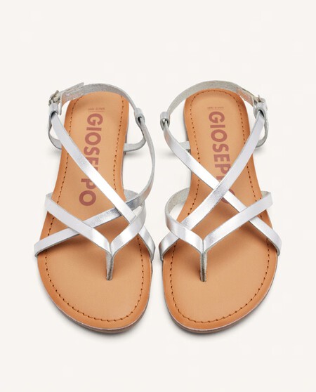 Sandalias Plateadas Bonitas Verano Planas