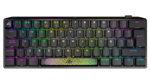 Corsair K70 PRO MINI WIRELESS RGB 60% Teclado Mecánico para Juegos - Interruptores CHERRY MX RED Intercambiables - PBT Double-Shot - Compatible con iCUE - PC, Mac, PS5, PS4, Xbox - QWERTY ES - Negro