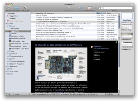 Tres estilos visuales para NetNewsWire