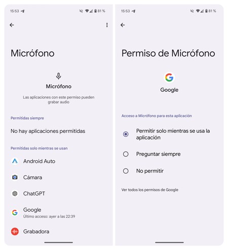 Permiso Microfono Google