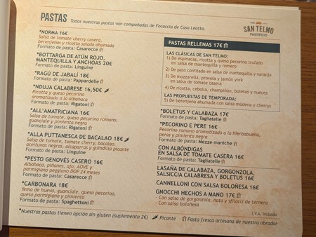 San Telmo Menu