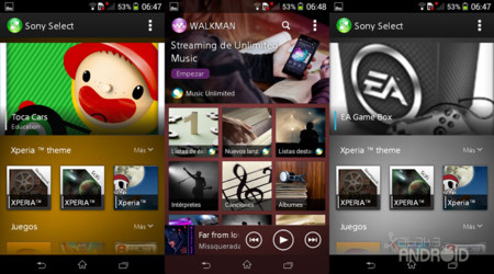 Sony Xperia E1, software propio