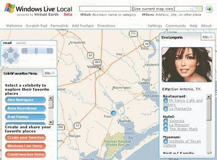 Windows Live Local Celebrities, para saber dónde van los famosos