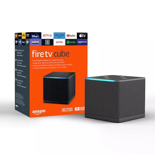 Amazon Fire TV Cube (Última generación) | Reproductor multimedia en streaming con control por voz a través de Alexa, Wi-Fi 6E y Ultra HD 4K