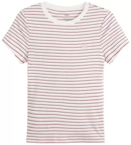 Levi'S Camiseta de Manga Corta para Mujer Essential Housemark, Gianna Stripe Zephyr, S