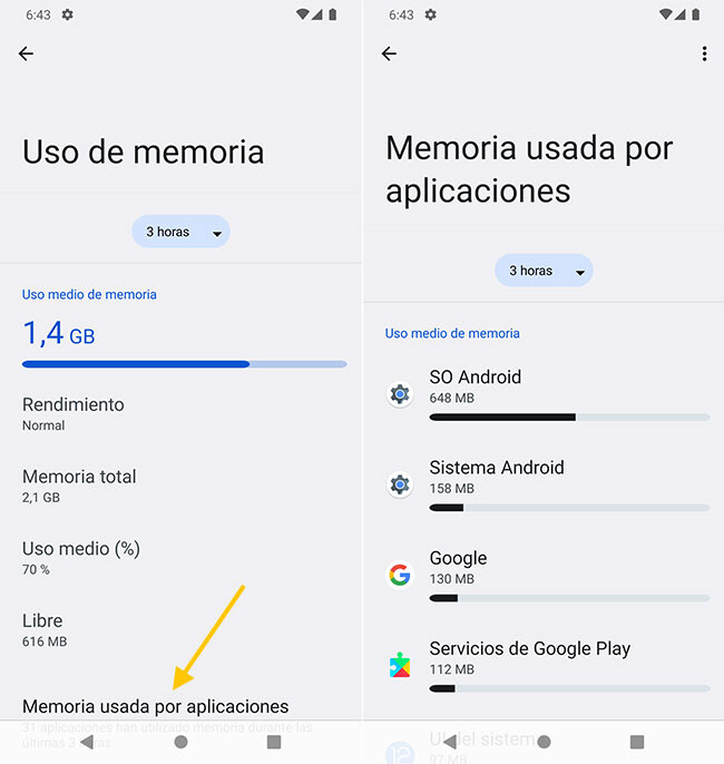Cómo saber qué apps usan más RAM en un móvil Android