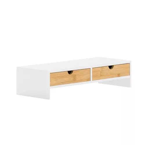 SoBuy Soporte Monitor con 2 Cajones 47x11x18cm Oficina