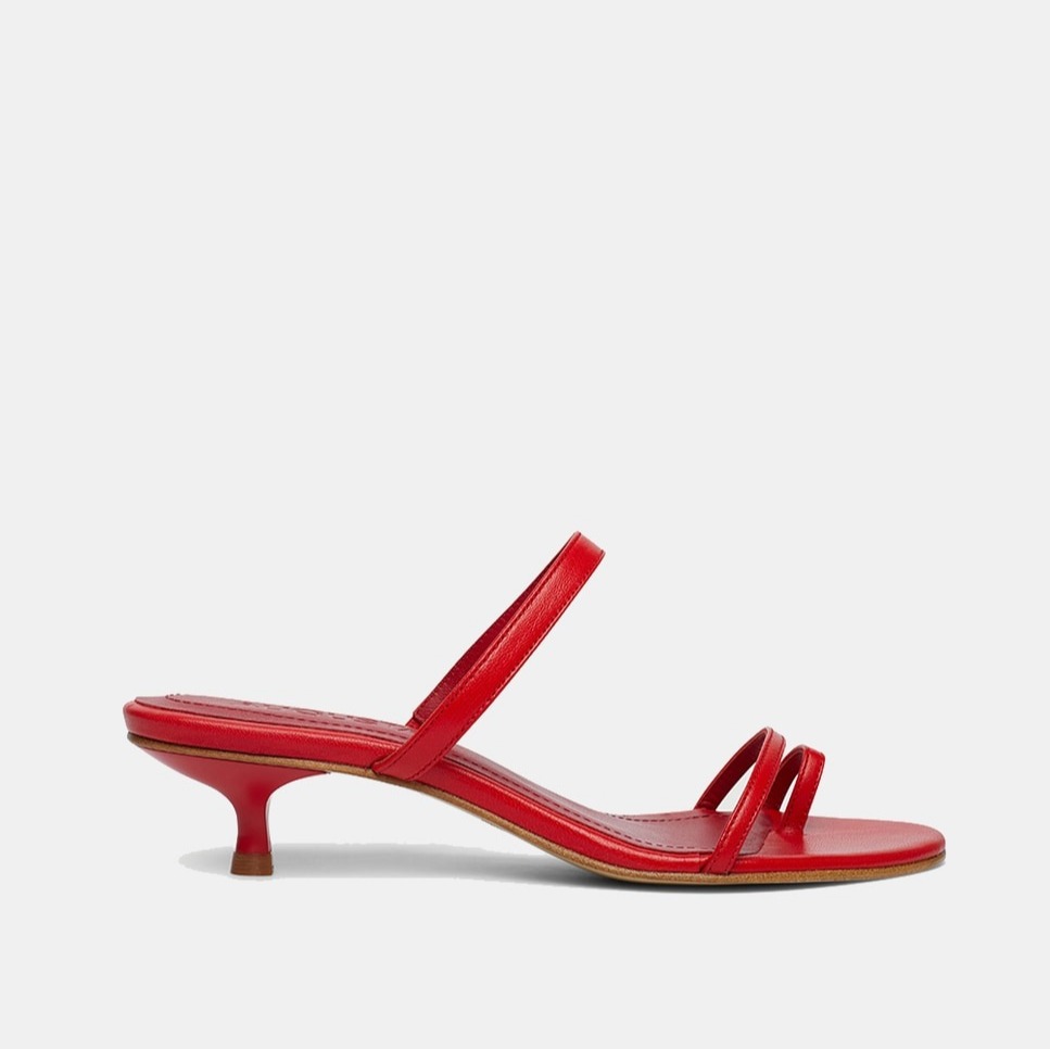Kitten heel sandal in leather Augusta
