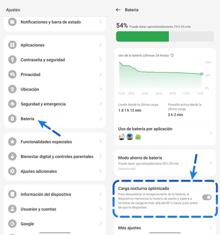Capturas Realme Carga Nocturna Optimizada