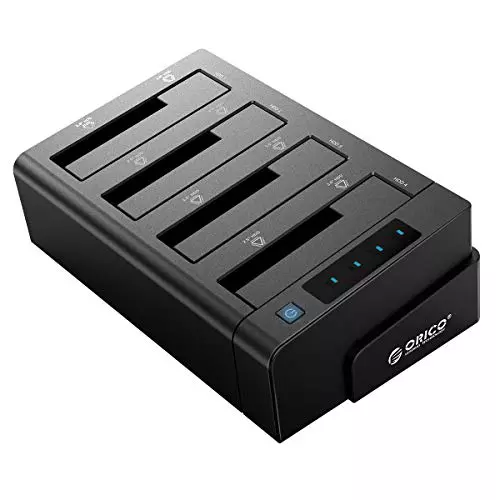 ORICO Bases de conexión para 4 Discos Duros, USB 3.0 a SATA Base de Disco Duro de Copia Fuera de línea Docking Station para HDD SSD de 2.5 y 3.5 Pulgadas, Admite 4x16TB (6648US3-C)
