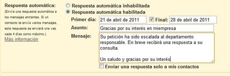 Respuesta automática en los contactos que nos llegan de la web