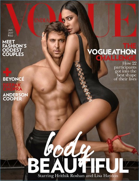 Hrithik Roshan en la portada de la revista Vogue India con muy muy muy poco Photoshop