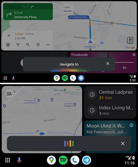 新しいアシスタントのデザイン (上、9to5Google のスクリーンショット) と以前のデザイン (下)