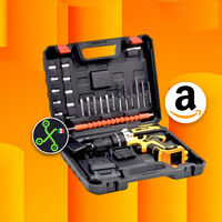 Paquete de taladro inalámbrico, estuche y accesorios por 384 pesos: viene con dos baterías recargables