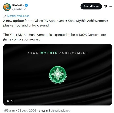 Xbox Mythic Achievement