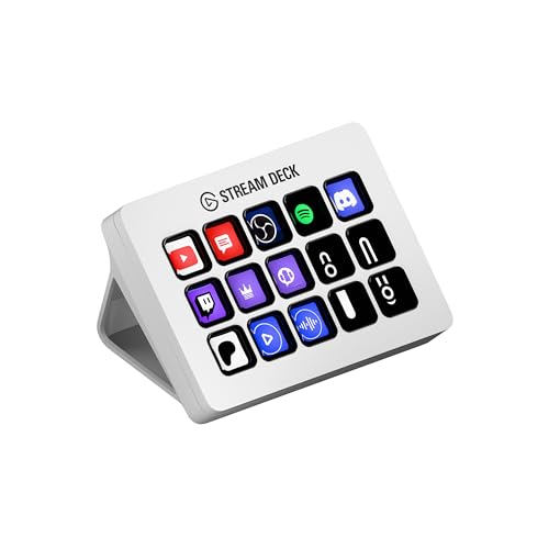 Elgato Stream Deck MK.2 White – Controlador de estudio, 15 teclas macro, activa acciones en apps y software como OBS, Twitch, ​YouTube y otros, funciona en Mac y PC