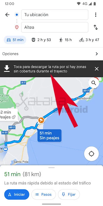 Googleマップのルートをダウンロード