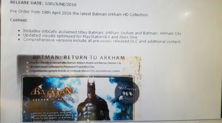 Un rumor apunta a que Batman Arkham HD podría estar desde hoy disponible para reserva en Xbox One