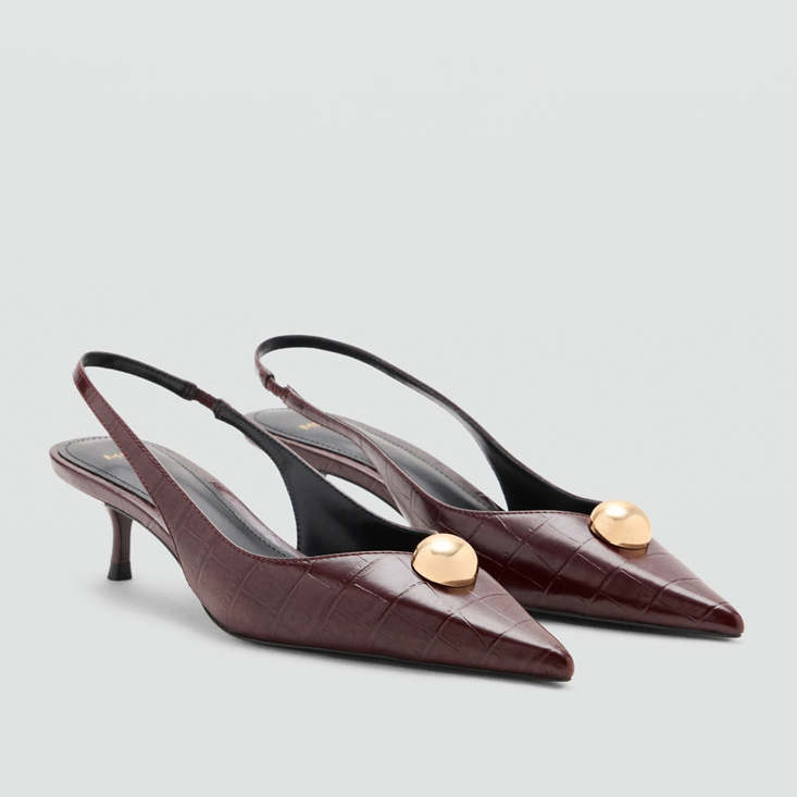 Zapato tacón abalorio metálico