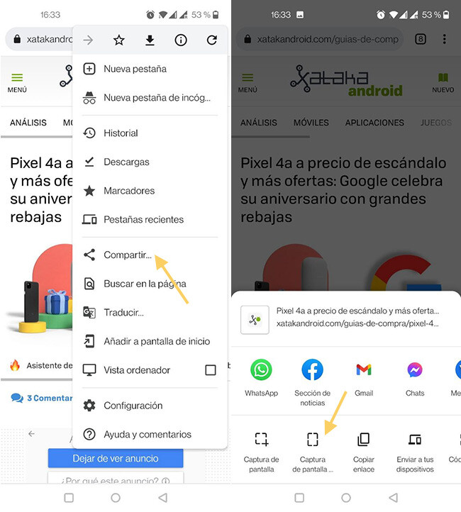 Ya puedes hacer capturas de pantalla con desplazamiento en Google