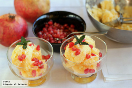 Sorbete de mandarina y granada