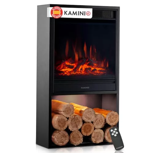 KAMINIO® Hugo Chimenea eléctrica con Calefactor Negra [Estufa Decorativa]