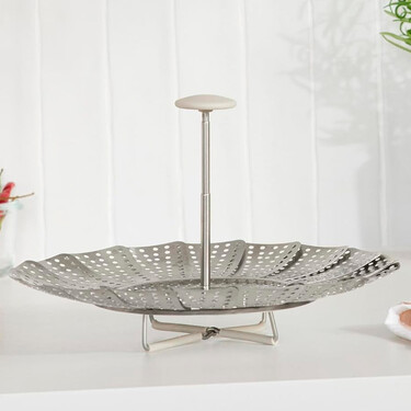 Parece un frutero, pero es un gadget para cocinar al vapor que  se pliega y es muy sencillo de limpiar