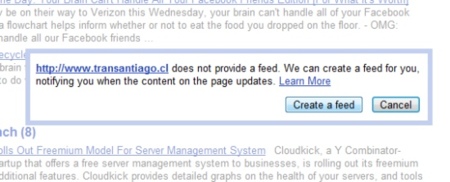 Google Reader ahora nos deja suscribirnos a páginas web sin feed RSS