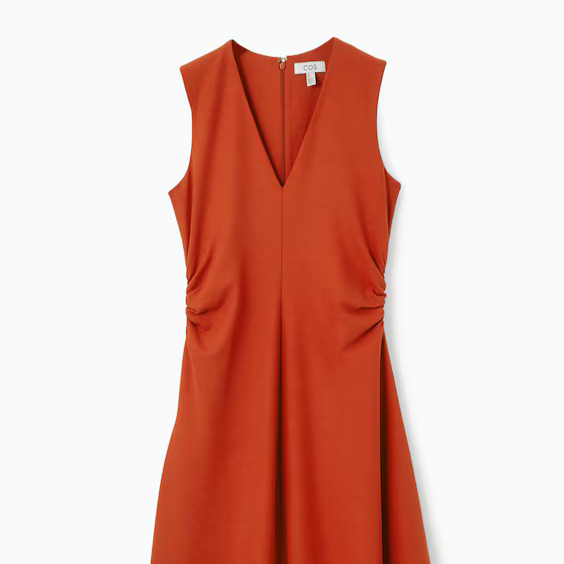 VESTIDO MIDI ASIMÉTRICO FRUNCIDO