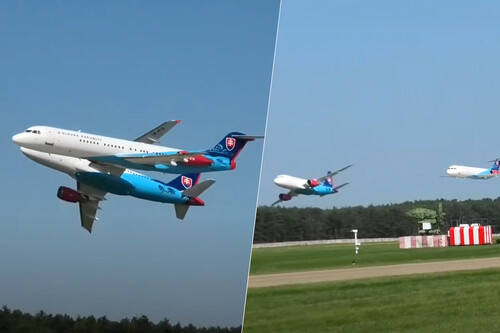 Dois aviões do esquadrão presidencial eslovaco realizaram uma exibição aérea inédita em 2021 / Imagem: Perinakx Videos