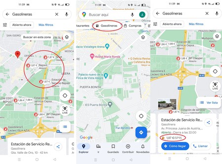 Gasolineras Google Maps