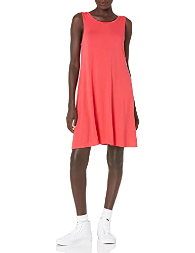 Amazon Essentials Vestido con vuelo sin mangas (talla grande disponible) Mujer, Rojo, XXL