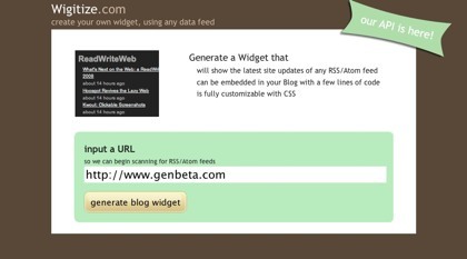 Wigitize, creación de widgets con los contenidos de los feeds